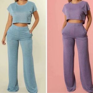 Pink 2piece casual pants set